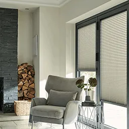 grey and light grey pleated blinds