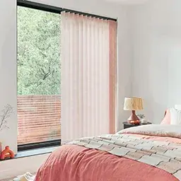 light pink vertical blinds